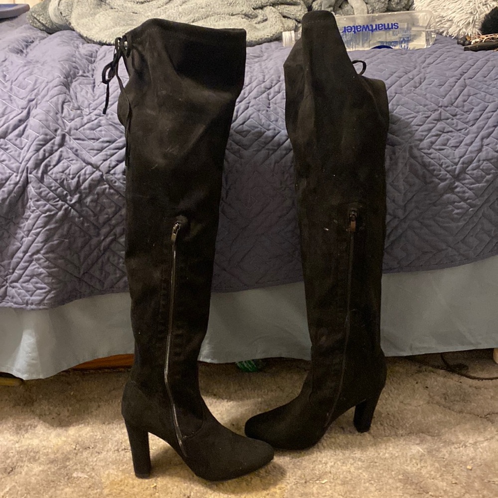 Black thigh high boots